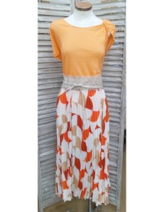 FALDA PLISADA NARANJA