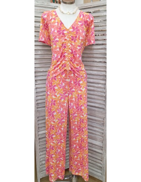 PANTALON FLORES COLOR ROSA