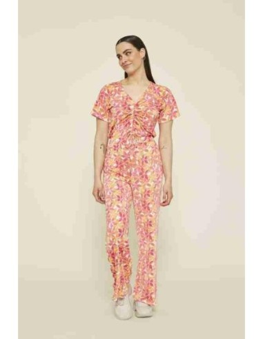 PANTALON FLORES COLOR ROSA