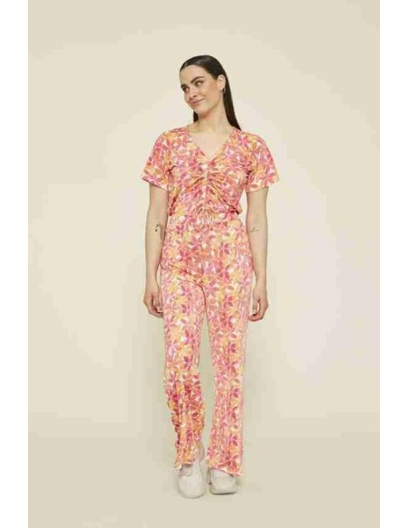 PANTALON FLORES COLOR ROSA
