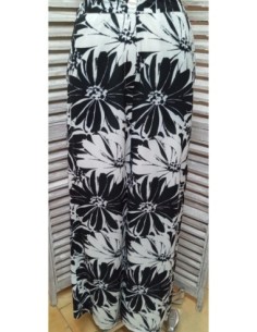 PANTALON DE FLORES NEGRO Y...