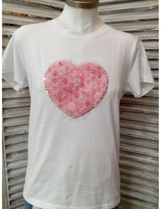 CAMISETA CORAZÓN PERLAS